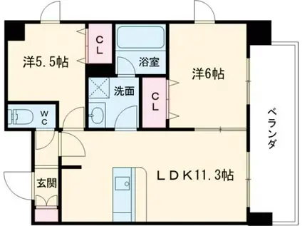 プレステージ9番館(2LDK/8階)の間取り写真