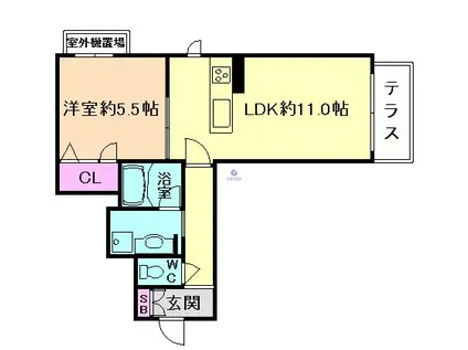 レーヴ・ラ・メール(1LDK/1階)の間取り写真