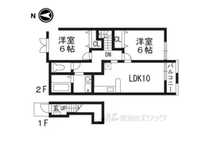 グレイスフル1(2DK/2階)の間取り写真