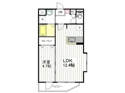 パルメゾン堤(1LDK/2階)の間取り写真