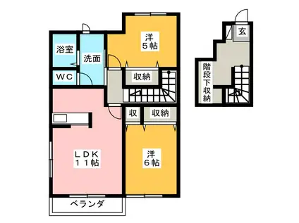 アルモニーK(2LDK/2階)の間取り写真