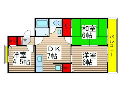 ガーデンホームズI(3DK/1階)の間取り写真