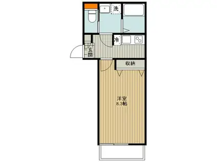 PREMIAGE指扇(1K/2階)の間取り写真