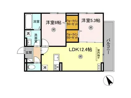 D-ROOM平田台4丁目(2LDK/2階)の間取り写真