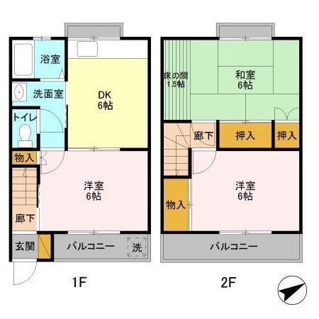半田コーポA棟B棟(3DK/1階)の間取り写真