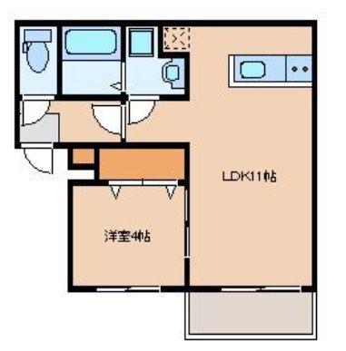 リテラ大楠(1LDK/2階)の間取り写真