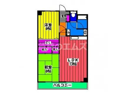 サンコーポ三筑(2LDK/5階)の間取り写真
