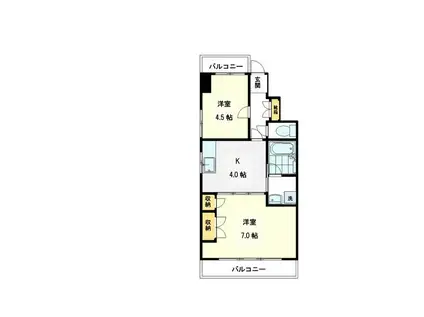 ボ・ヌール(2K/2階)の間取り写真