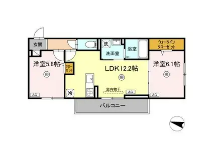 ライク・ア・パラソル(2LDK/2階)の間取り写真