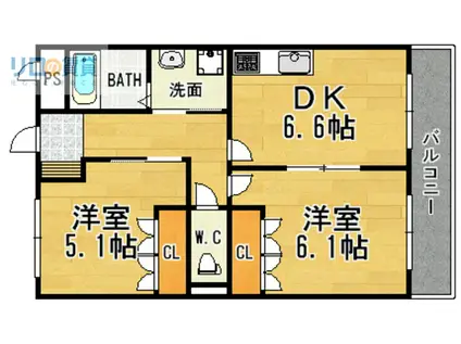 ラークハイム(2DK/2階)の間取り写真