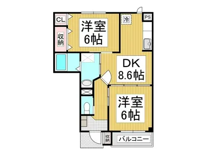 エヴァーグリーンA(2DK/1階)の間取り写真