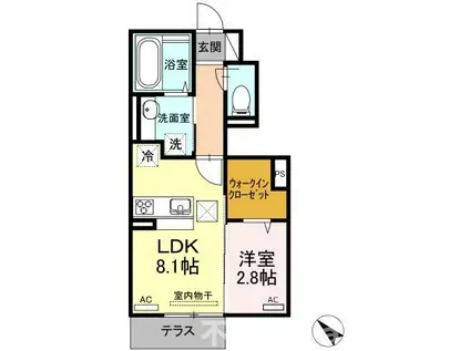 ブランピエール サカエ(1LDK/1階)の間取り写真