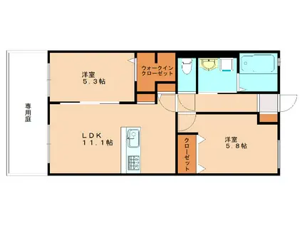 アメージングハイム土穴II(2LDK/1階)の間取り写真