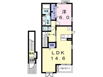 メゾン ドール三田 2号館(1LDK/2階)の間取り写真