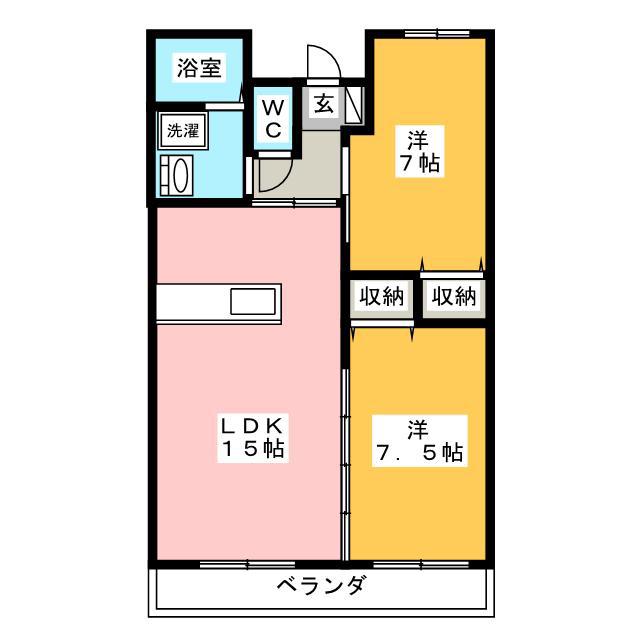 アグレアーブル(2LDK/2階)の間取り写真