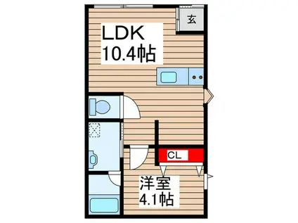 コリド赤塚B(1LDK/1階)の間取り写真
