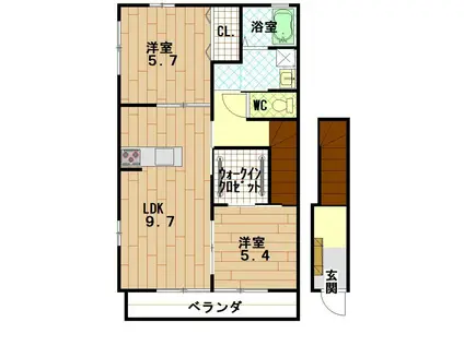 プランドールIII(2LDK/2階)の間取り写真