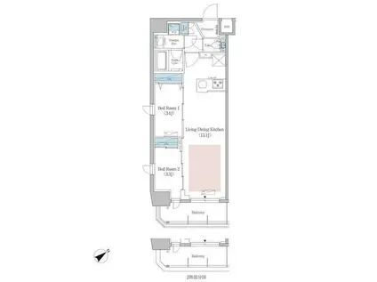 アーバネックス早稲田(2LDK/10階)の間取り写真