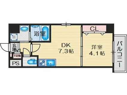 プレステージVII城北(1DK/5階)の間取り写真