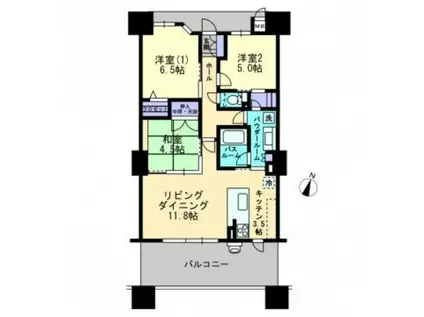 アルファステイツ照国(3LDK/2階)の間取り写真