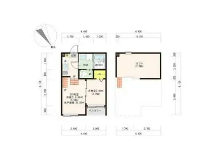 ハーモニーテラス高砂V(2K/2階)の間取り写真