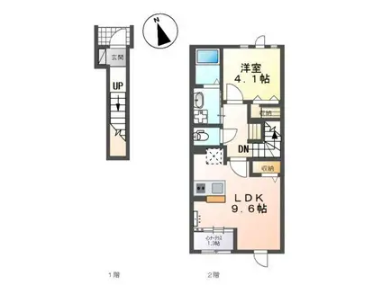 ウィステリアII(1LDK/2階)の間取り写真