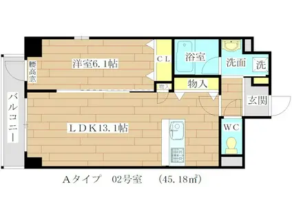メイビスタ高槻(1LDK/3階)の間取り写真