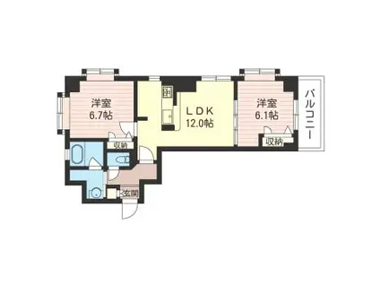 セントレージ桜橋(1LDK/7階)の間取り写真