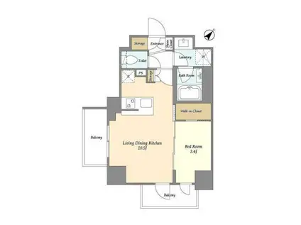 グランカーサ横濱石川町(1LDK/6階)の間取り写真