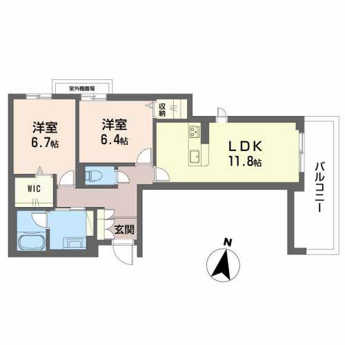 シャーメゾン ヴァンヴェール(2LDK/3階)の間取り写真