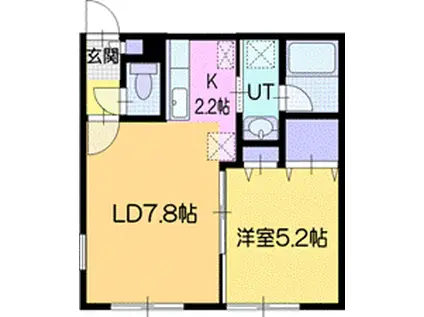 ラ・シュエット上江別西町(1LDK/1階)の間取り写真