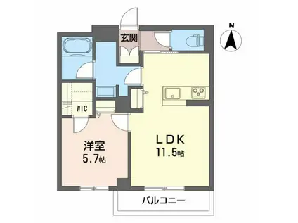 プレミアム虎丸(1LDK/2階)の間取り写真