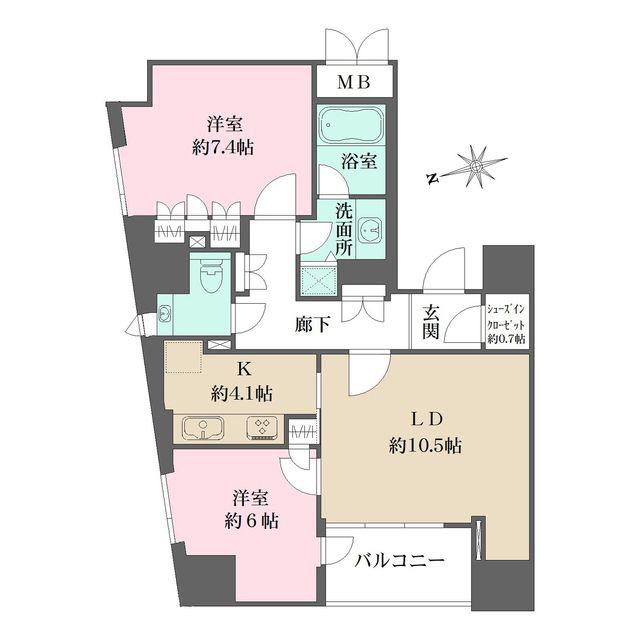 パークハウス芝タワー(2LDK/18階)の間取り写真