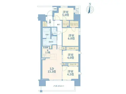 パークホームズ浦和仲町プレイス(4LDK/2階)の間取り写真