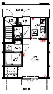 メゾンエーワン(1K/1階)の間取り写真
