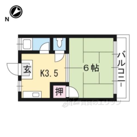 ハイツ春(1DK/2階)の間取り写真