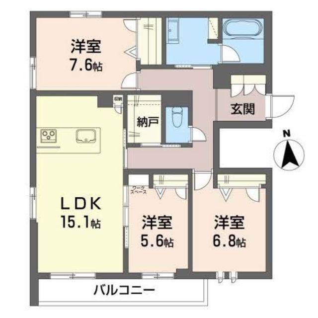 リズム・クチーレ(3LDK/1階)の間取り写真