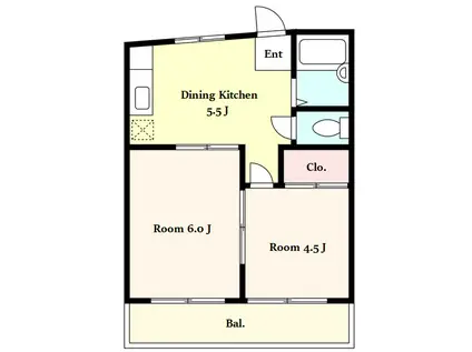 ビスタリアハイツ(2DK/3階)の間取り写真