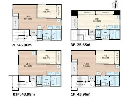 SCENE.MEGURO SAUNA RESIDENCE シーン メ(1LDK/1階)の間取り写真