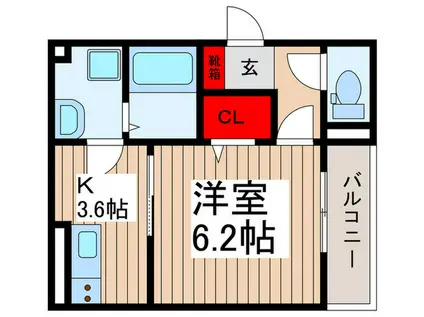 アナシエ南篠崎町II(1K/2階)の間取り写真