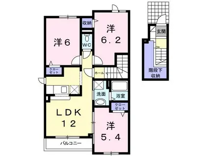 グレイスヴィラサンヨーE(3LDK/2階)の間取り写真
