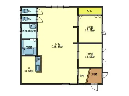 アンジェリカエール(2LDK/1階)の間取り写真