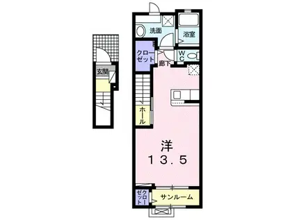 セレスティアB(ワンルーム/2階)の間取り写真