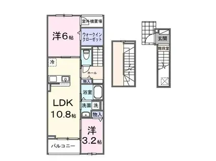 フラワーハイツ壱番館(2LDK/3階)の間取り写真