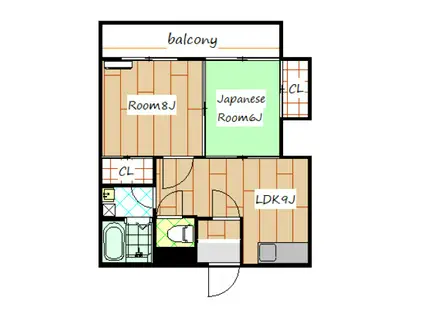 シャンポールF(2LDK/4階)の間取り写真