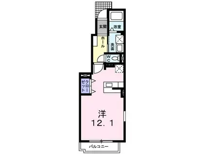 ジェントリー弐番館(ワンルーム/1階)の間取り写真