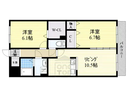 アルコバレーノ(2LDK/3階)の間取り写真