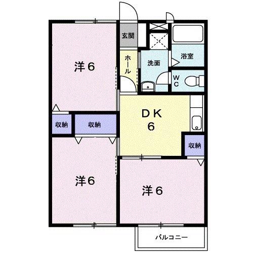 ラフィーネD(3DK/2階)の間取り写真
