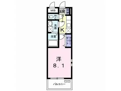 クラッシーネ(1K/2階)の間取り写真