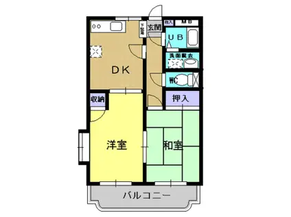 プレステージ末満(2DK/2階)の間取り写真